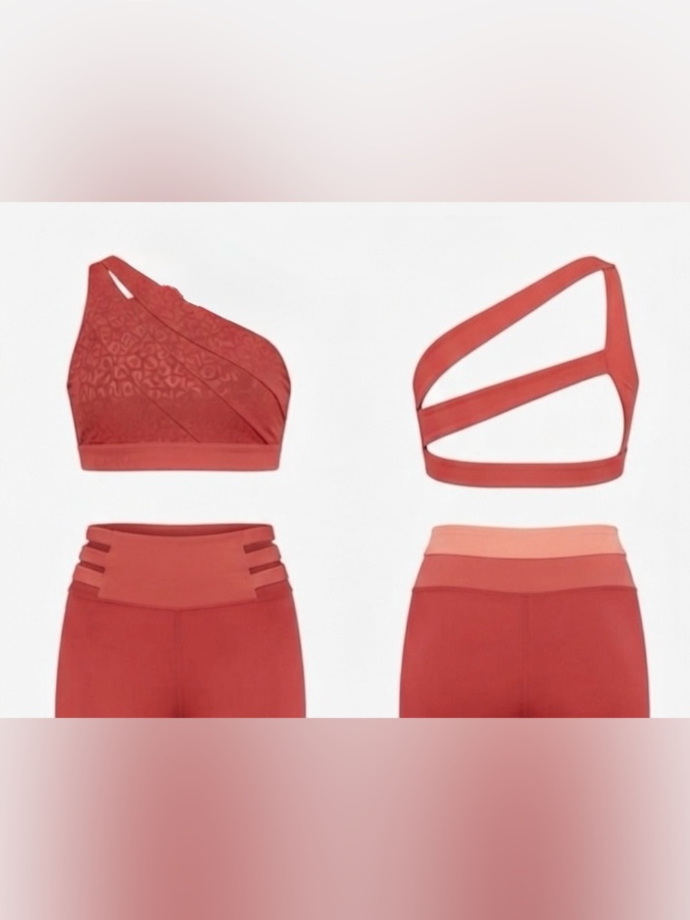 KIAVA One-Shoulder Strappy Sports Bra in Coral